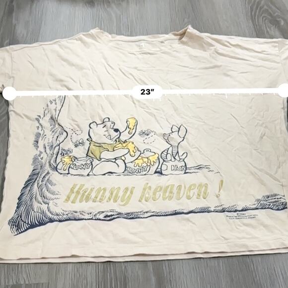 Uniqlo x Disney Cream Winnie-the-Pooh & Tigger Graphic Short Sleeve Top Sz M - Picture 7 of 8